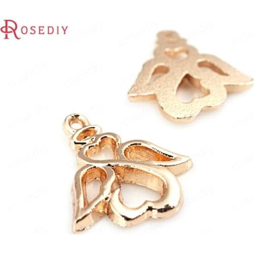 D472)10 pieces 20x16mm 24K Champagne Gold Color Plated Brass Angel Charms Pendants High Quality Diy Jewelry Accessories
