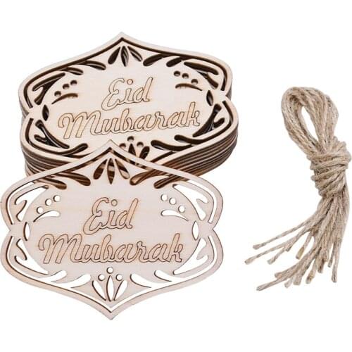 Wood Craft Ramadan Eid Mubarak Decorations for Home Moon Wooden Ornament Hanging Pendant Islam Muslim Party Supplies