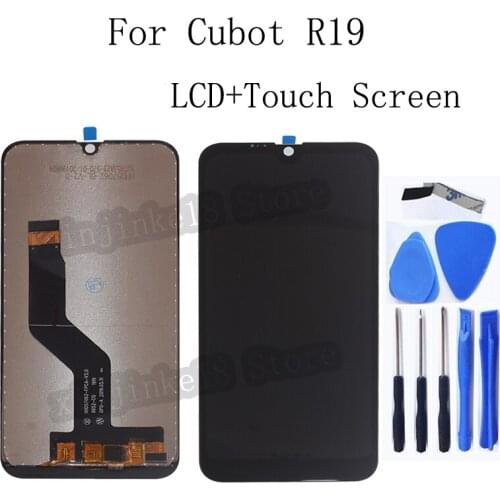For Cubot R19 LCD Display Touch Screen Glass Sensor Digitizer Assembly Black Color For Cubot R19 LCD Repair kit With Tape Tools