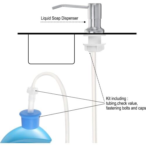 Liquid Soap Dispenser Built-in Lotion Pump With Extension Tube For Home Bathroom Kitchen Sink Use Supplies Stainless Steel Set