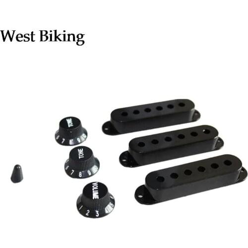 Black Guitar Parts Set Switch tip Single Coil Pickup Cover 1 Volume 2 Tone Knobs
