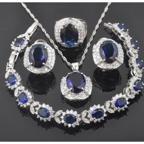 Luxury Bridal Jewelry Sets For Women Wedding Jewelry Zirconia Stone Earrings Ring Bracelet Necklace Set 2020 New QS0240