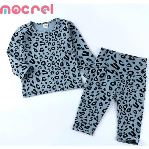 Babys Sets Children Leopard Stretch Household To Take The Baby Pajamas For Boy Ang Girl Of Tall Waist Belly Warm Two Suits