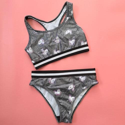 6-14 Years Girl Swimsuit Kids Unicorn Teenage Girl Bikini Set Shining Girl Bathing Suit Sport Two Piece Childrens Swimwear 2020