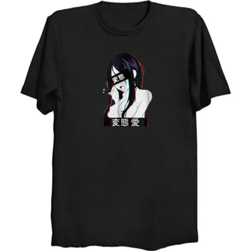 Lewd Hentai Japanese Otaku T-Shirt 2019 Sexy Fashion Tees Tops StreetWear Tumblr Aesthetic T Shirt Solid Color Short Sleeve