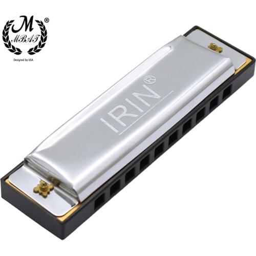 M MBAT 10 Holes 20 Tone Harmonica Key of C Silver/Gold Blues Jazz Rock Folk Professional Music Musical Instrument Diatonic Harp