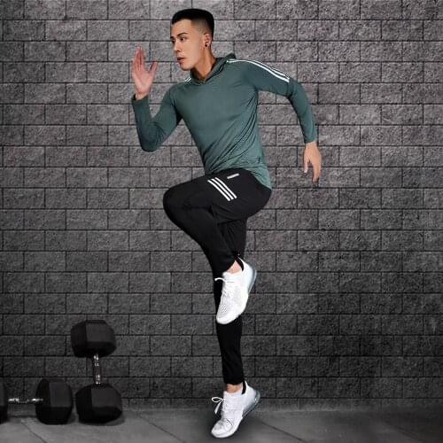 Mens sportswear compression quick-drying mens sports training clothes gym jogging running clothes tight fitness sportswear
