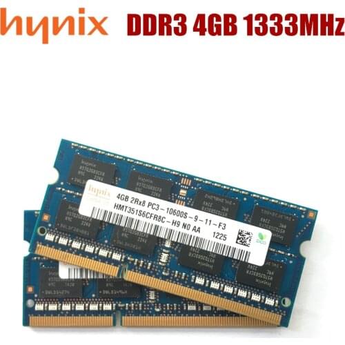 Hynix chipset 4GB 2Rx8 PC3 10600 DDR3 4G 1333Mhz memoria del ordenador portátil Notebook para SODIMM RAM