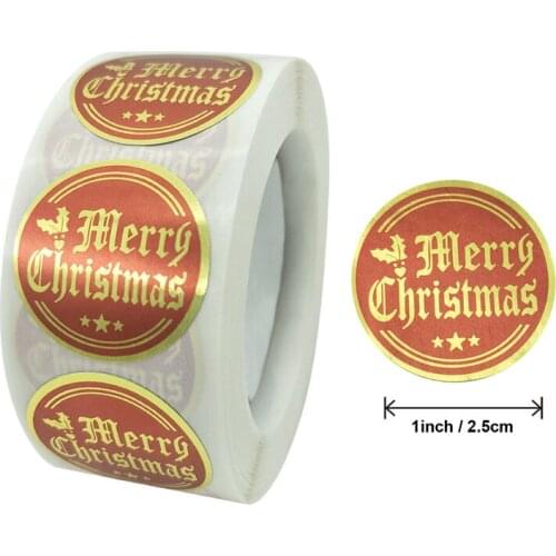 100-500pcs Merry Christmas Stickers Golden Plated Stickers Gift Candy Box Homemade Cookies Bag Sealing Festival Decoration Label