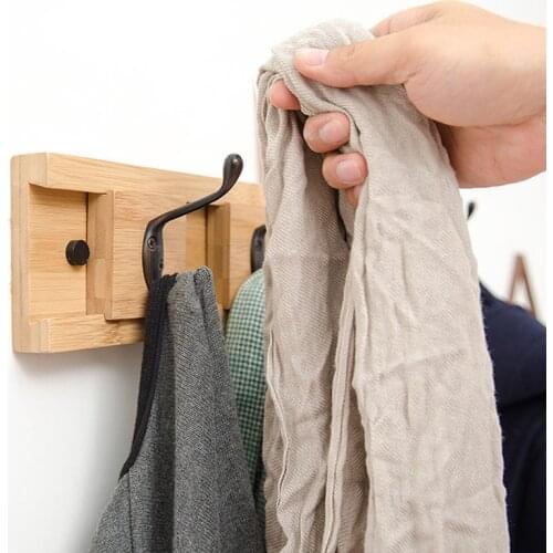 Wall Mounted Coat Hook Wooden Rack Space Saving Clothes Robe Towel Hanger Hat Bag Hooks Living Bedroom Bathroom Hanger Shelf