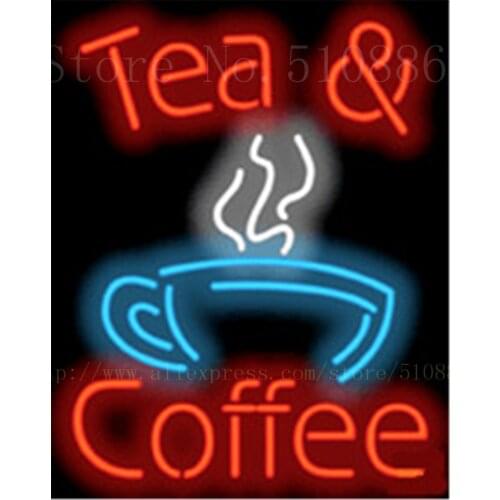 Tea & Coffee neon sign Handcrafted Light Bar Beer Pub Club signs Shop Store Business Signboard diet food 19"x15"