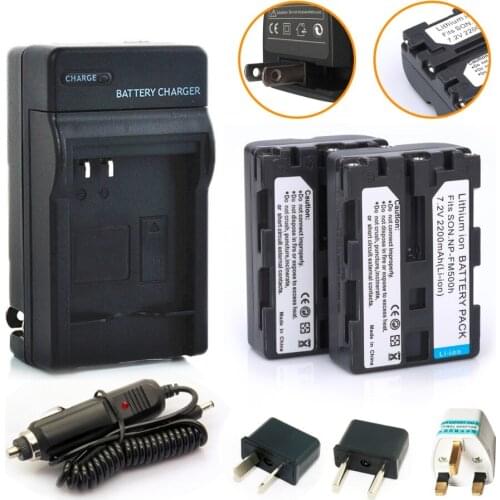 Probty 2pcs NP-FM500h Camera Battery + Charger For SONY A57 A65 A77 A450 A58 A99 A550 A560 A580 A900 A700 A200 A300 A350