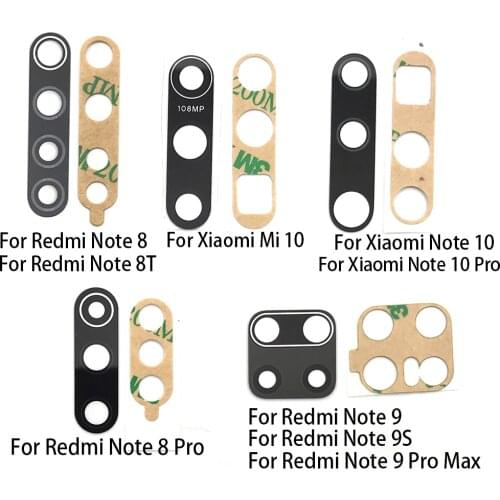 10Pcs/Lot Back Glass Camera Lens with Tape For Xiaomi Redmi 9C / Note 8 Pro / Note 9 9S Pro Max / Mi Note 10 Pro / Mi 10 Mi10 11