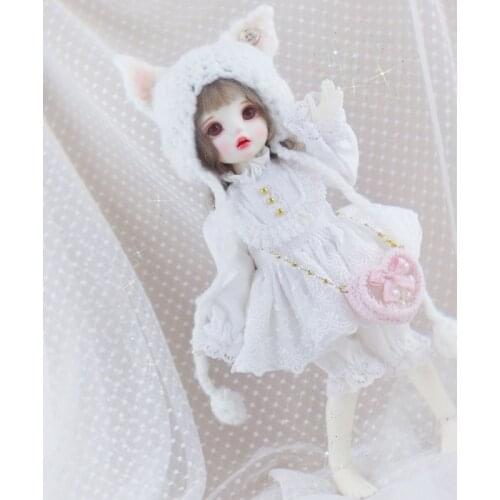BJD Doll Clothing is suitable for 1/6 1/4 size white dress pumpkin pants hat skirt 4 piece doll accessories