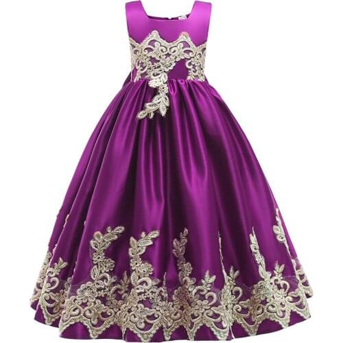Girls Occasions Dress Flower Big Children Dress Formal Kids Dresses For Girls Long Bow Princess Evening Dress Girl Party Dress