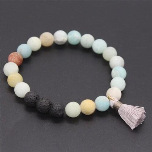 Poshfeel Vintage Essential Oil Diffuser Bracelets 8Mm Natural Stone Beads Tassel Bracelets & Bangles Yoga Jewelry MBR170449