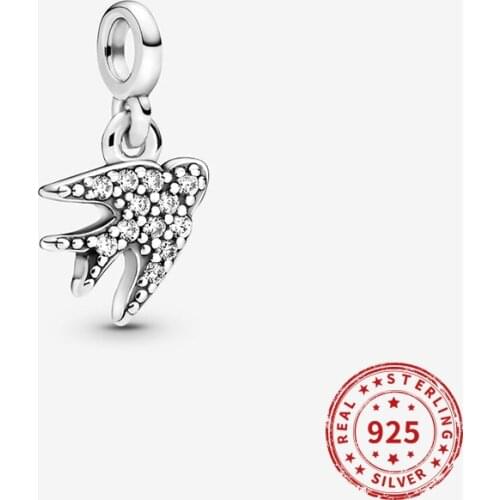 Real 925 Sterling Silver Beads My Swallow Dangle Charm Fit Original Pandora Me Bracelets Bangles Women Jewelry