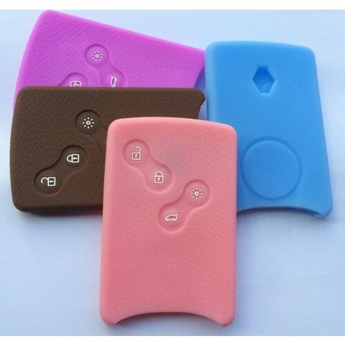 Silicone rubber car key cover case for Renault Clio Logan Megane 2 3 Koleos scenic card 4 button remote key