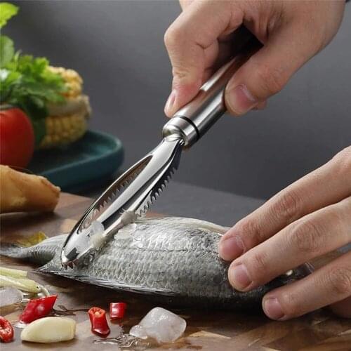 Stainless Steel Fish Scale Scraping Easy Remove Fish Cleaning Peeler Scraper Fish Skin Brush Seafood Tools Kitchen Accessorie
