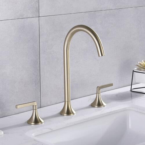 Black Bathroom Basin Faucet Lavatory Mixer Tap Brass Widespread Rotation Sink tap Brass sink faucet 8 inch Three Hole
