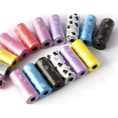 Pet Supply 10Rolls 150pcs Printing Cat Dog Poop Bags Outdoor Home Clean Refill Garbage Bag