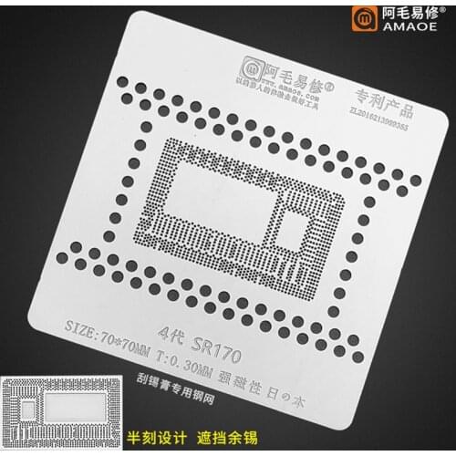 0.30MM AMAOE BGA Stencil For Macbook CPU IC 4th Generation SR170 Chip Reballing Tin Plant Net Solder Heat Template