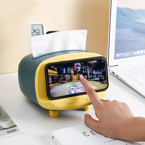 Creative TV Model Tissue Box Cover Napkin Holder Storage Box Organizer Multi-function Rack Mobile Phone Holder