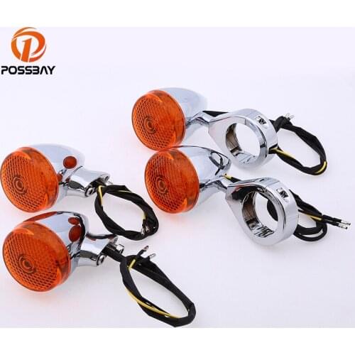 POSSBAY 4pcs/lot Motorcycle Turn Signals Indicators Universal Motorbike Motocross Moto Indicator Lamp Light Blinker for Harley