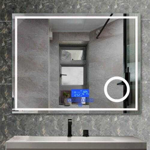 LED smart bathroom light mirror with magnifying bathroom mirror, hotel bathroom three-color adjustable light-emitting mirror