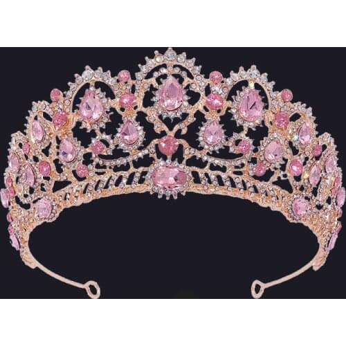 Vintage Baroque Gold Crystal Tiara Crown for Queen Diadem Bridal Crown Tiaras Bride Headbands Wedding Hair Jewelry Accessories