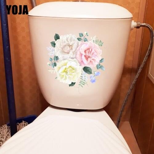 YOJA 21.4×22.1CM Fresh And Beautiful Rose Bouquet Bedroom Wall Stickers Fashion Home Decor Toilet Decals T1-3032