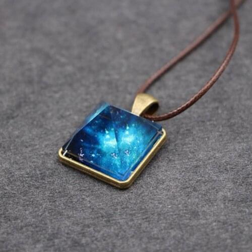 Pyramid Pendant Necklace Charm Luminous Alloy Crystal Stone Fluorescent Green Glow in the Dark Gift for gilrs woman