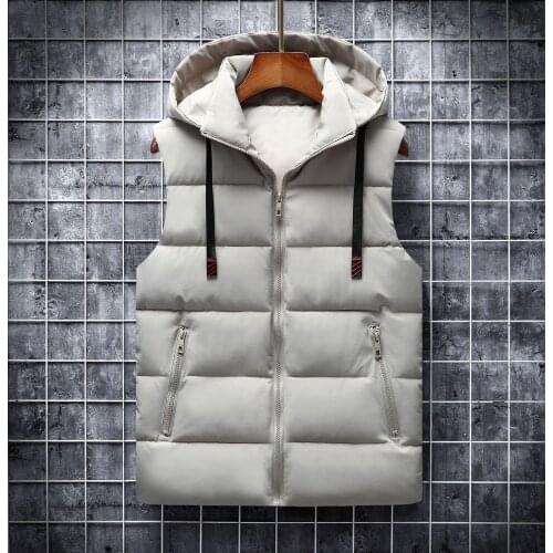Autumn Winter 2020 Vest Men Casual Waistcoat Sleeveless Jackets Woih Hooded Warm Mens Vests Bodywarmer Down Vest For Men 6XL