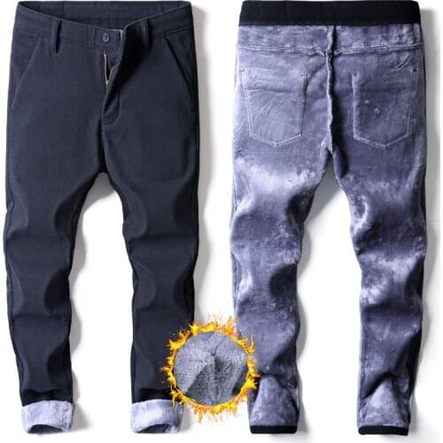 2020 Winter Classic Super Warm Thick Fleece Pants Mens Casual Elastic Long Trousers Ropa Hombre