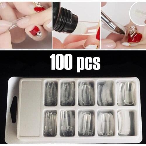 1 Box 100pcs Fake Nails Transparent False French Nail Tips Artificial Acrylic Ballerina Coffin Manicure Design Set DIY Tool