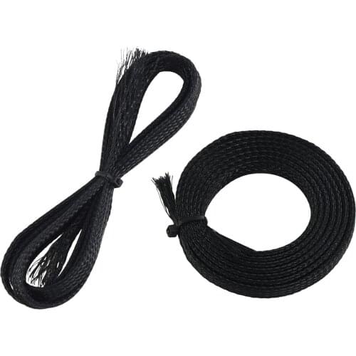 1M Braided mesh tube Insulated Braid Sleeving 8mm Tight PET Wire Cable Gland Protection Cable Sleeve Black for 3D Printer Parts