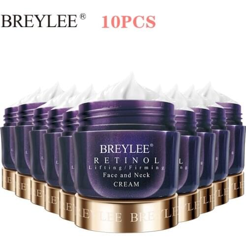 10PCS BREYLEE Retinol Firming Face Cream Anti Aging Remove Wrinkles Night Day MoisturizerWhitening Neck FacialSkinCareCream 40g