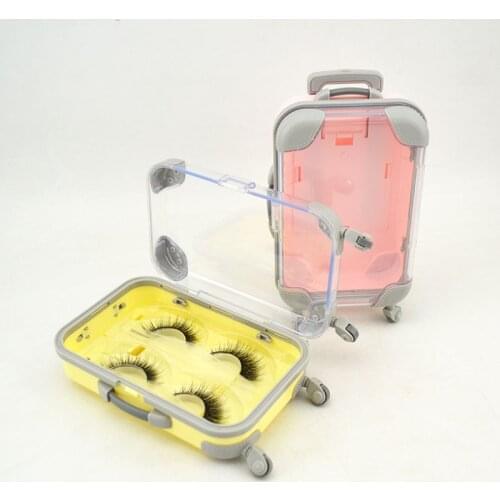 10pcs false eyelashes packaging box pink luggage lashes suitcase mink lashes packing fluffy and curly case empty