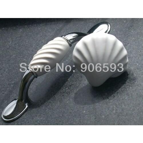 24pcs lot free shipping oceanic shells ceramic handles and knobs