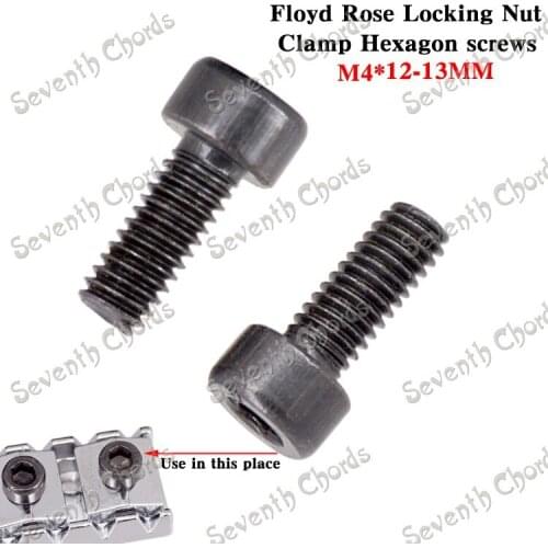 6 Pcs M4*12MM-13MM Electric Guitar Locking Nut Clamp Hexagon screws for Tremolo Bridge - Black