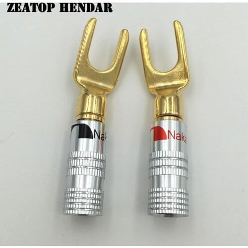 8Pcs Brass Nakamichi Y U Spade Speaker Plug Audio Screw Fork Connector for Binding Post Banana Jack Adapter