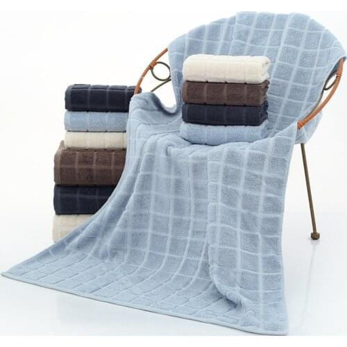 Plaid 1 Piece Bath Towel 100% Organic Cotton Solid Color No Fade Dry Fast Super Soft for Adults Kids Use for Bathroom Banuotuko