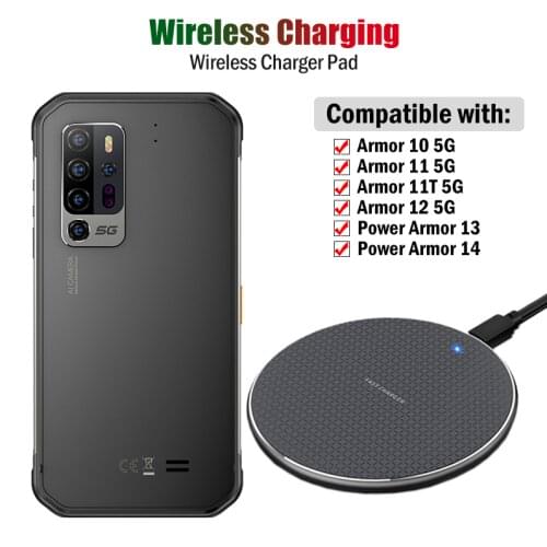 10W Qi Wireless Charger for Ulefone Armor 10 11 11T 12 5G 7 7E Power Armor 13 Rugged Phone Wireless Charging Pad
