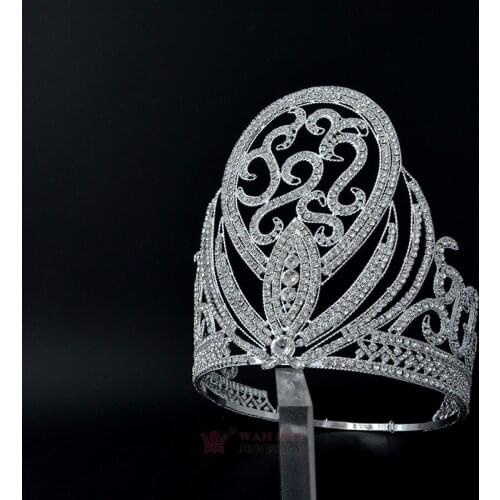 Tall Large Crown Australian Rhinestone Crystal Tiaras For Women Beauty Pageant Hairwear Fashion Hair Accessories 01729L