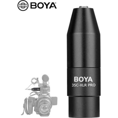 BOYA 35C-XLR 3.5mm (TRS) Mini-Jack Female Microphone Adapter to 3-pin XLR Male Connector for Sony Camcorders Recorders & Mixers