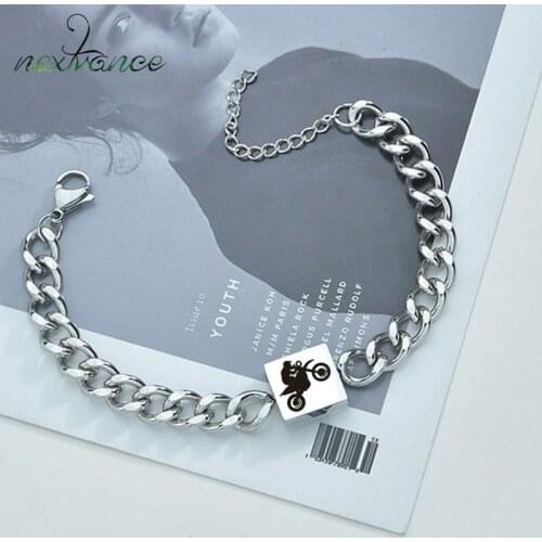 Nextvance Customized Engraving Anime Image Bracelet Stainless Steel Chain Id Tag Bracelets For Women Boyfriend Jewelry Gift