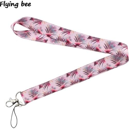 Flyingbee Fashion floral Keychain Keys Holder Keyring Phone Lanyard Women Strap Neck Lanyards for ID Card Keys Gifts X0364