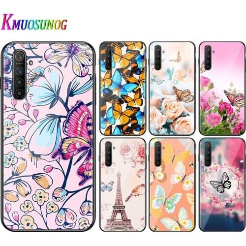 For OPPO A5 A9 2020 F7 Phone Cover Nice flower butter fly for OPPO Reno 2 Z 2Z 2F 3 4 Pro 5G Bright Black Phone Case