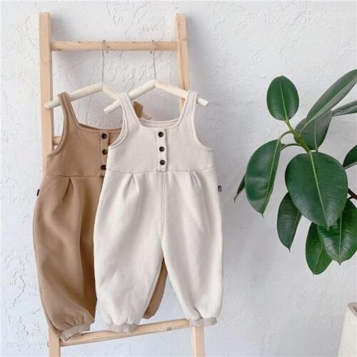 2020 Childrens Winter Clothes New Baby Boys and Girls Korean Fleece Padded Jumpsuit Kids Solid Casual Overalls Baby Bodysuit