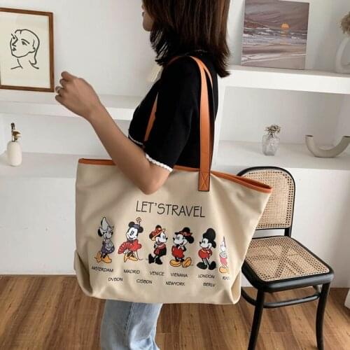 Disney new Mickey Mouse handbag large capacity womens single shoulder bag wild tote bag fashion shopping bag